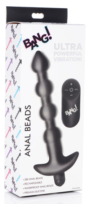 Bang - Vibrating Silicone Anal Beads and Remote Black