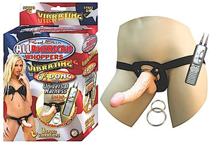 All American Whoppersvibrating 6.5-Inch Dong With Universasl Harness - Flesh NW2324-1