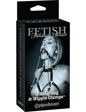 Fetish Fantasy Series Limited Edition O-Ring Gag  and Nipple Clamps - Black