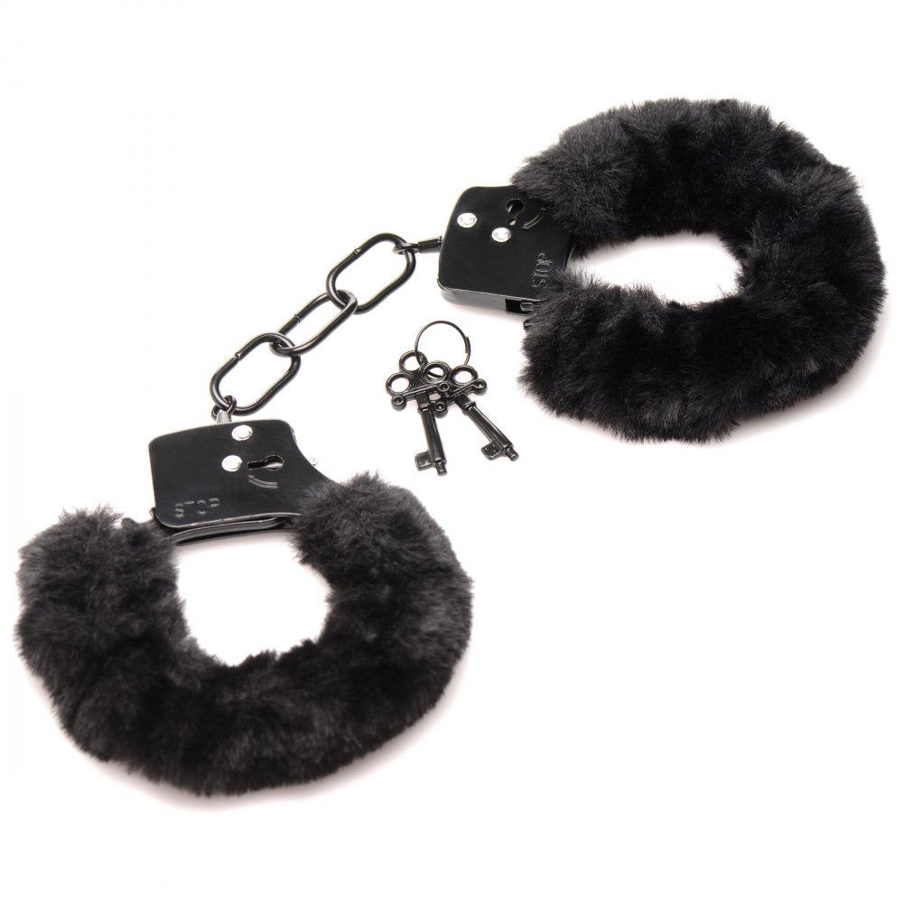 Cuffed in Fur Furry Handcuffs - Black MS-AG937-BLK