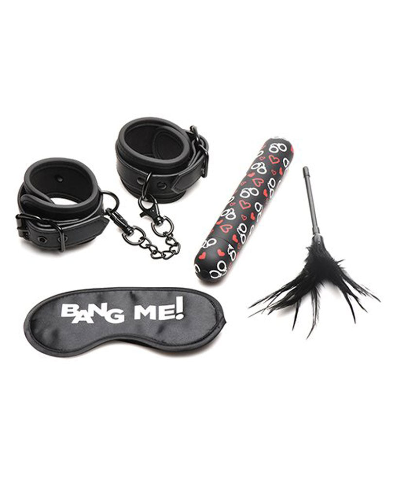Bang - Bondage Kit - XL Bullet, Cuffs, Tickler and Blindfold - Black BNG-AH047