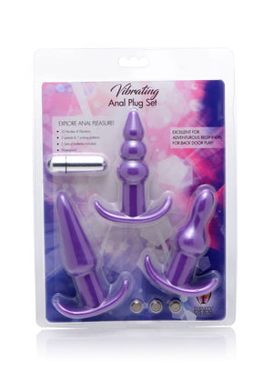 4 Pc Vibrating Anal Plug Set - Purple