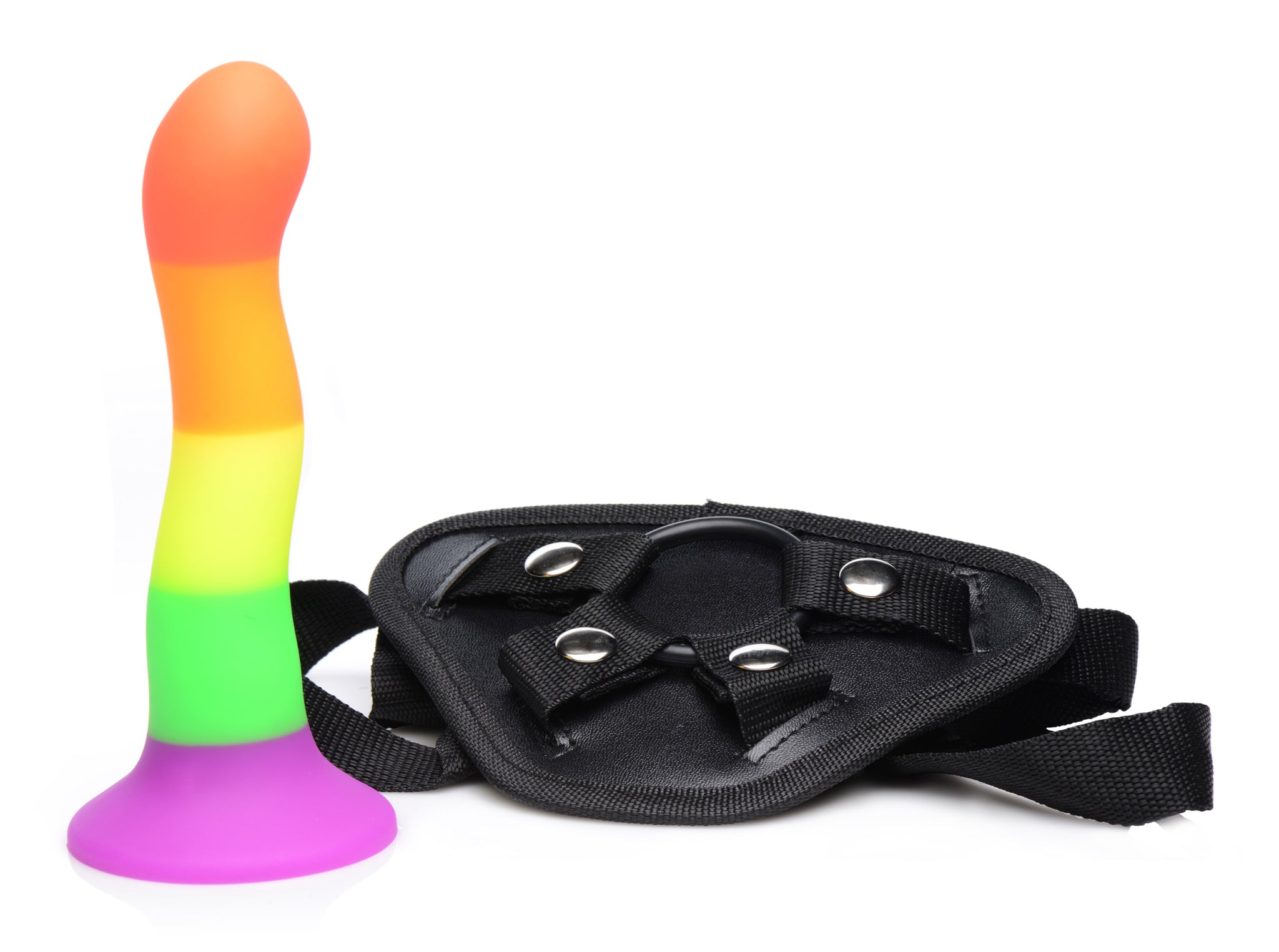 Proud Rainbow Silicone Dildo With Harness SU-AG245