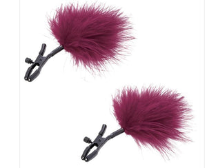 Sex and Mischief Enchanted Feather Nipple Clamps - Burgundy SS098-31