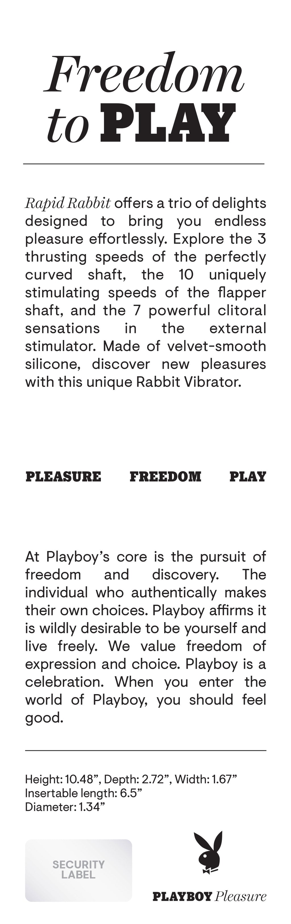 Playboy Pleasure - Rapid Rabbit - Vibrator  - Black