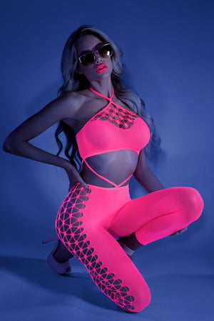 Own the Night Bodystocking - One Size - Neon Pink FL-GL2109-OS-B