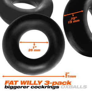 Fat Willy 3-Pack Jumbo C-Rings - Black