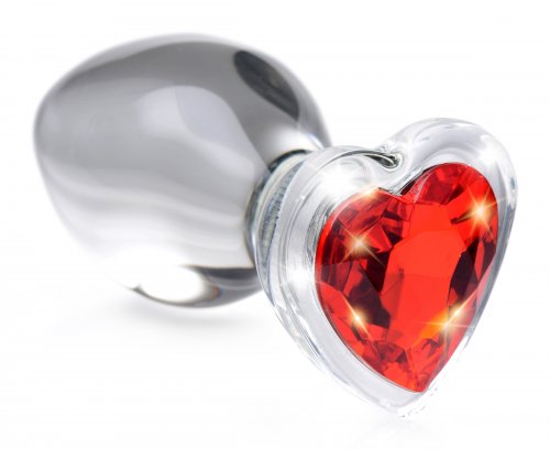 Red Heart Gem Glass Anal Plug - Large BTYS-AG432-LRG