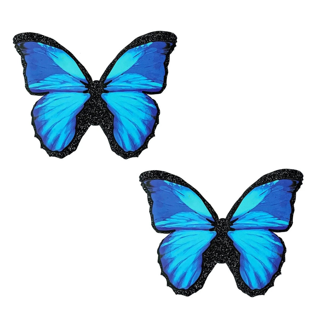 Beautiful Blue Black Glitter Butterfly Nipple  Cover Pasties NN-BLU-BTF-BM