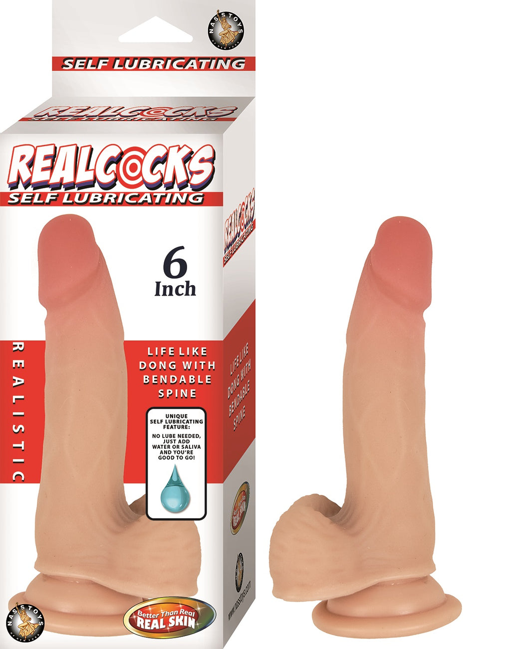 Realcocks Self Lubricating Dong - 6 Inch - Flesh NW2933