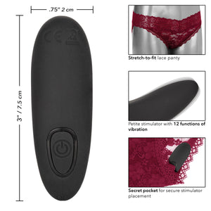 Remote Control Lace Panty Set - L/ XL - Burgundy