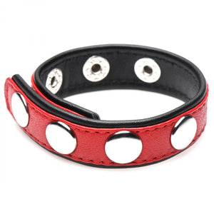 Cock Gear Leather Speed Snap Cock Ring - Red STR-AG845-RED