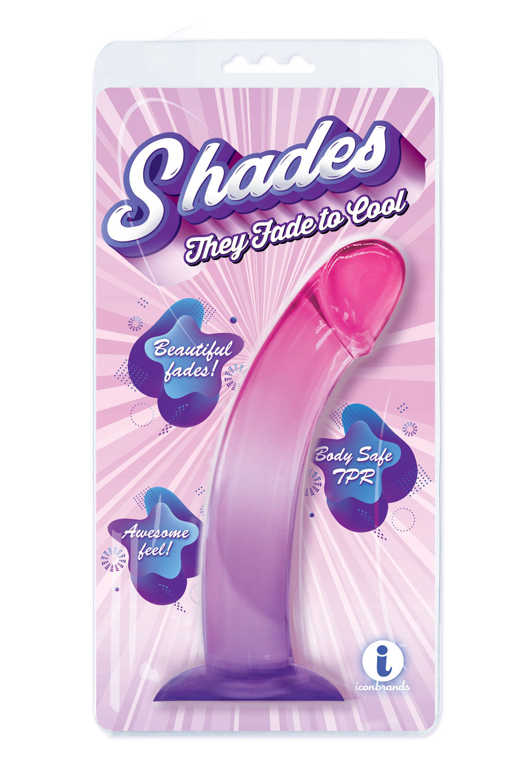 Shades, 8.25" Smoothie Jelly Tpr Gradient Dong - Purple and Pink