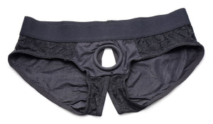 Lace Envy Black Crotchless Panty Harness - S/m SU-AG453-SM