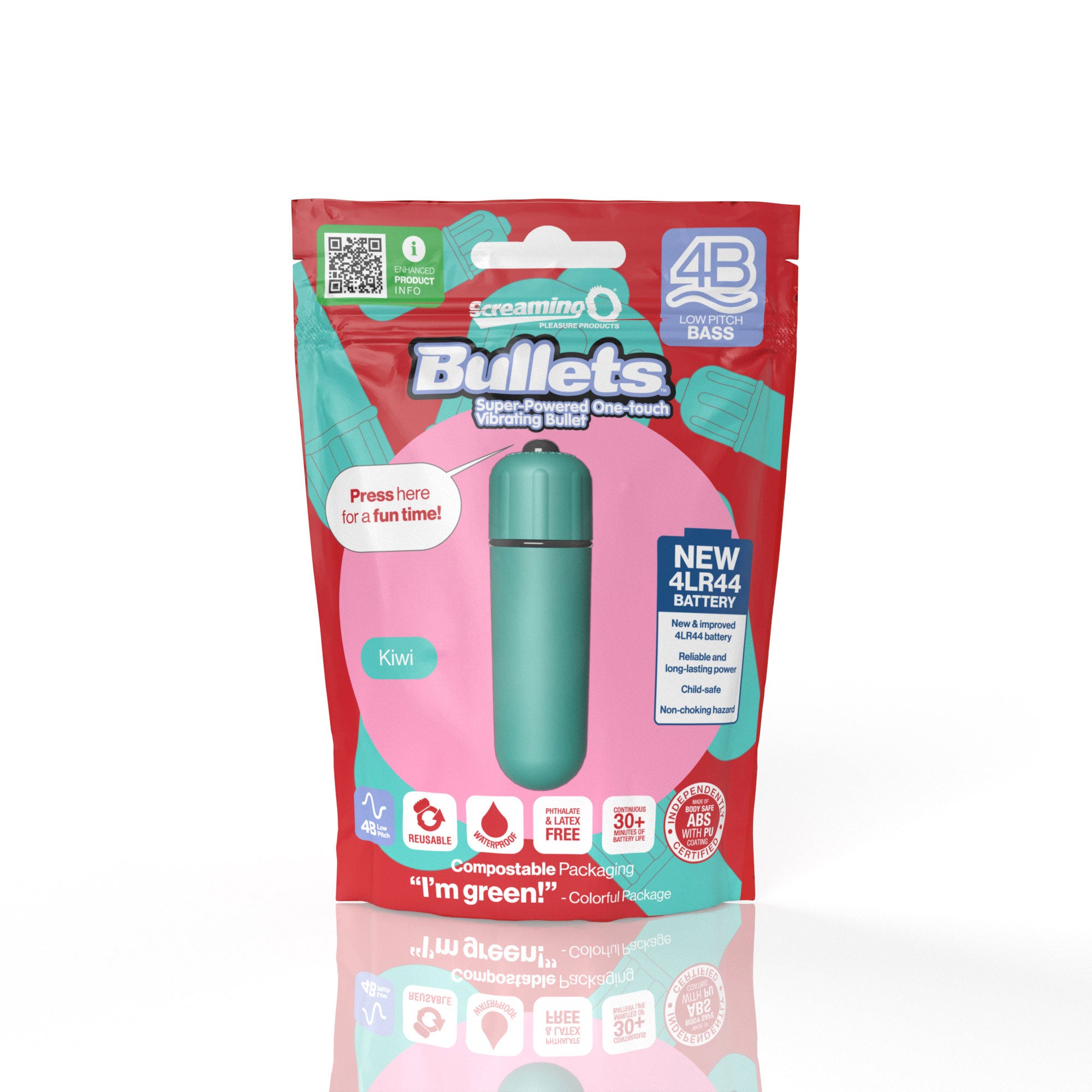 Screaming O 4b - Bullet - Super Powered One Touch  Vibrating Bullet - Kiwi