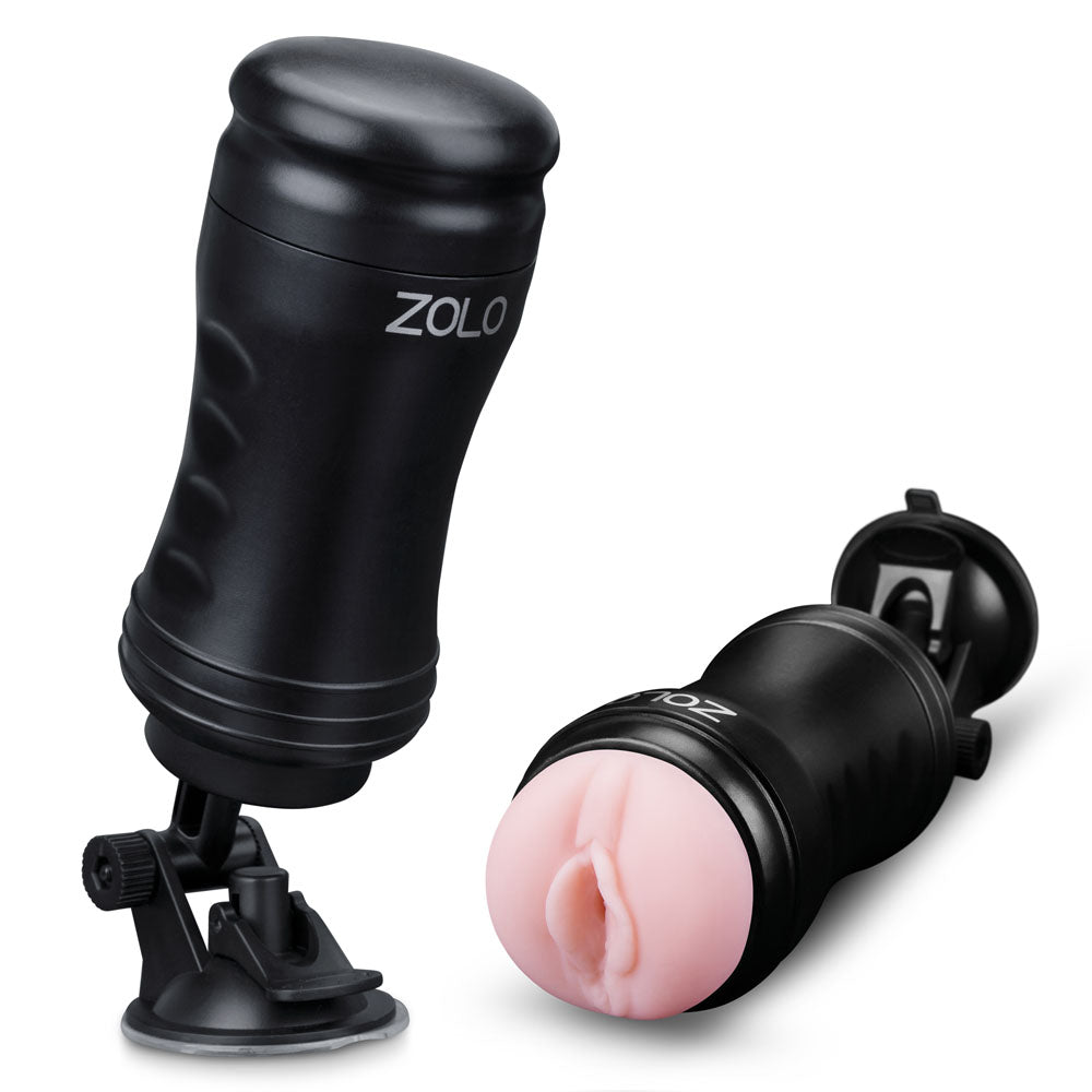 Zolo Solo Flesh Discreet Suction Mounted Masturbator - Black X-ZO6017