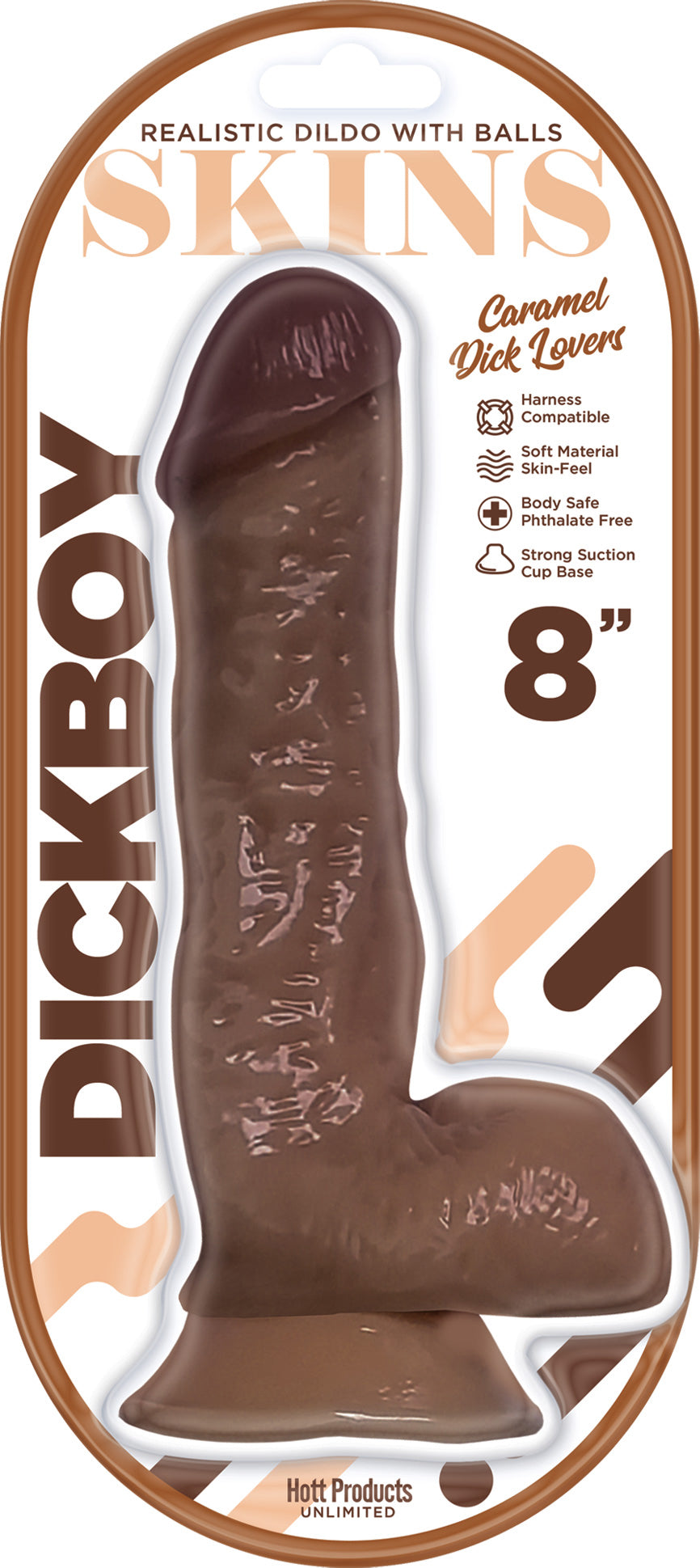 Dickboy - Skins - Dildo With Balls  - 8 Inch -  Caramel Dick Lover HP3367