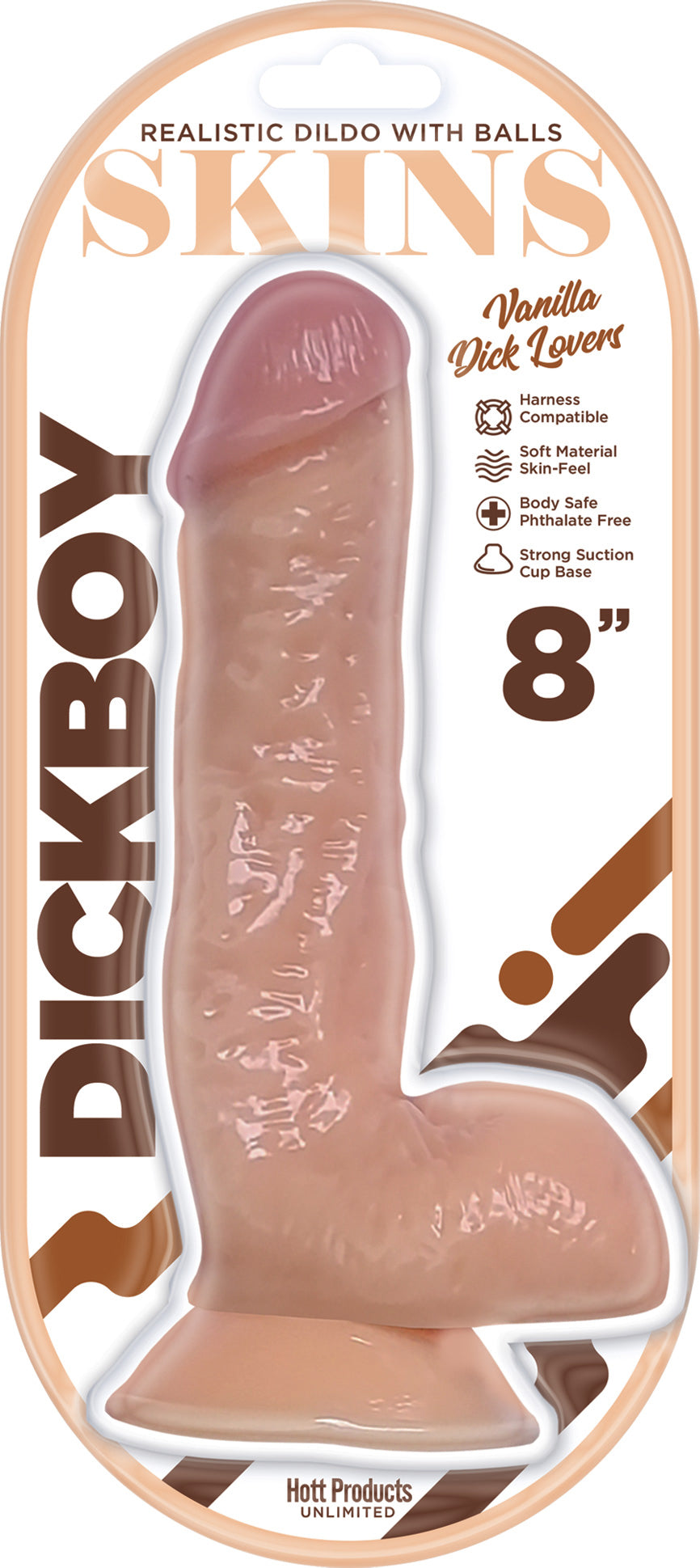 Dickboy - Skins - Dildo With Balls - 8 Inch -  Vanilla Dick Lover HP3366