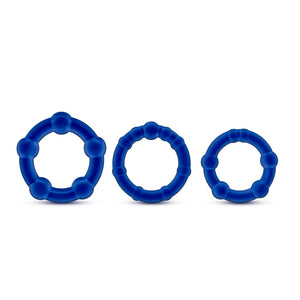 Stay Hard - Beaded Cock Rings - 3 Pack - Blue BL-00013