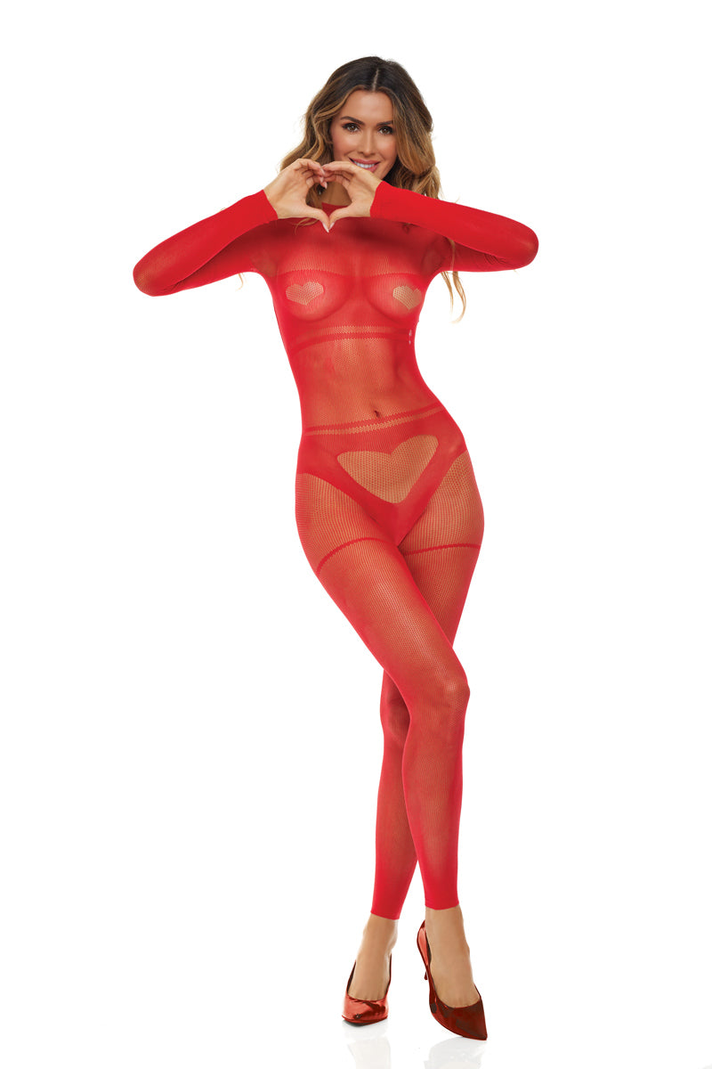 Mad Love Bodystocking - One Size - Red RR-7104REDOS