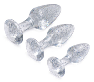 Glitter Gem Anal Plug Set - Silver