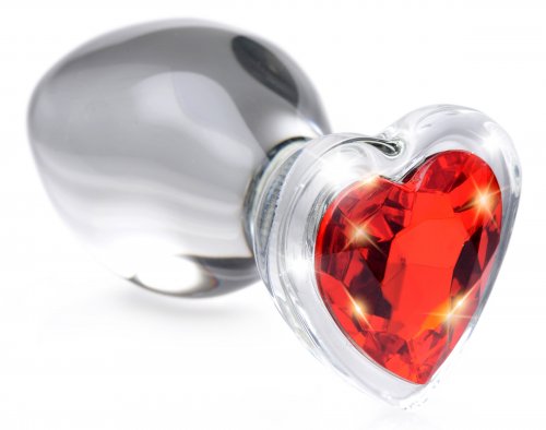 Red Heart Gem Glass Anal Plug - Medium BTYS-AG432-MED