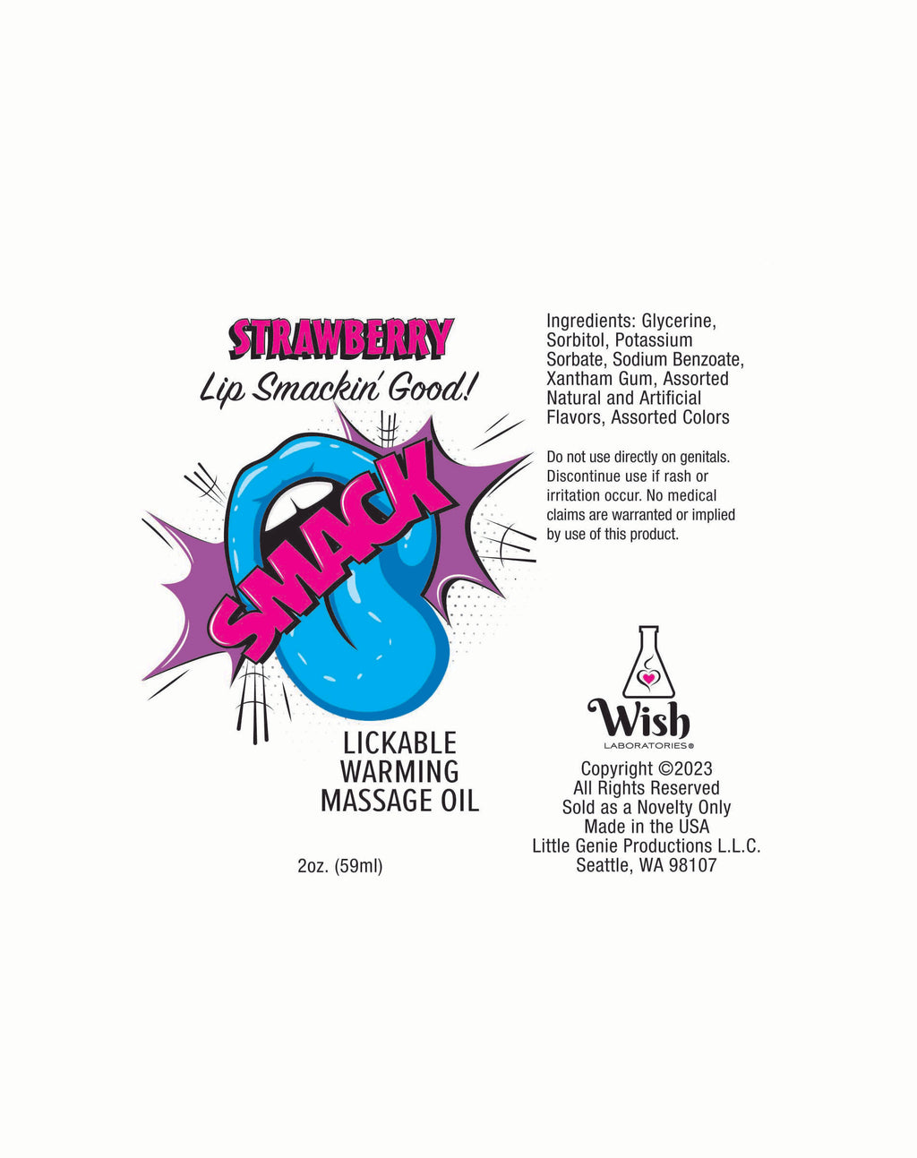 Smack Warming and Lickable Massage Oil -  Strawberry 2 Oz
