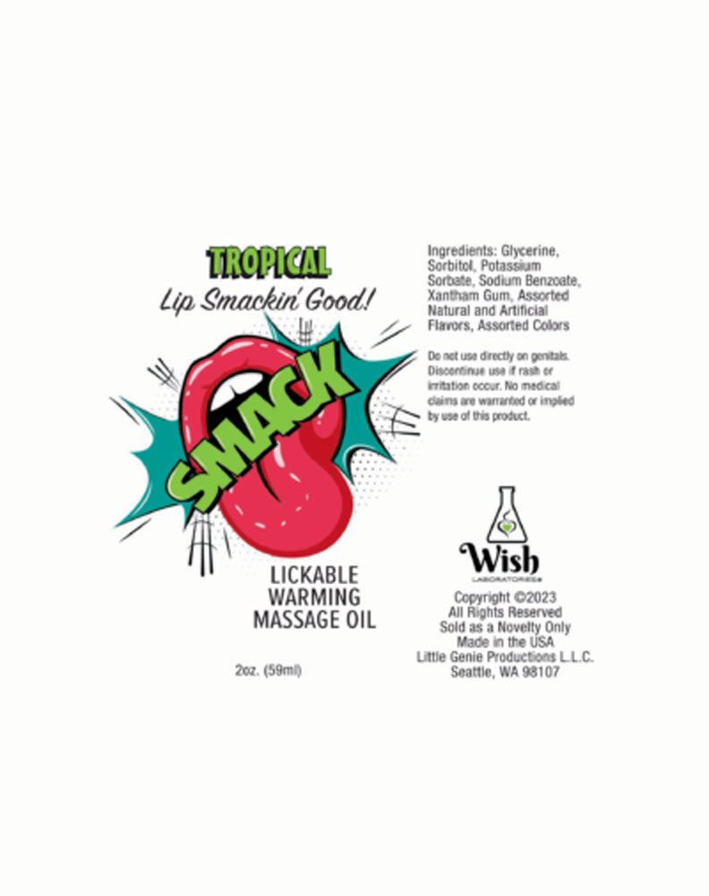Smack Warming and Lickable Massage Oil - Tropical  2 Oz