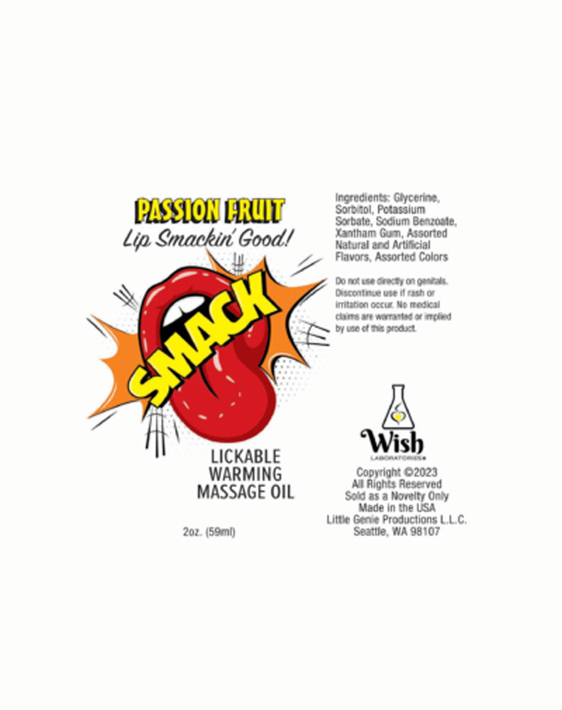 Smack Warming and Lickable Massage Oil - Passion Fruit 2 Oz