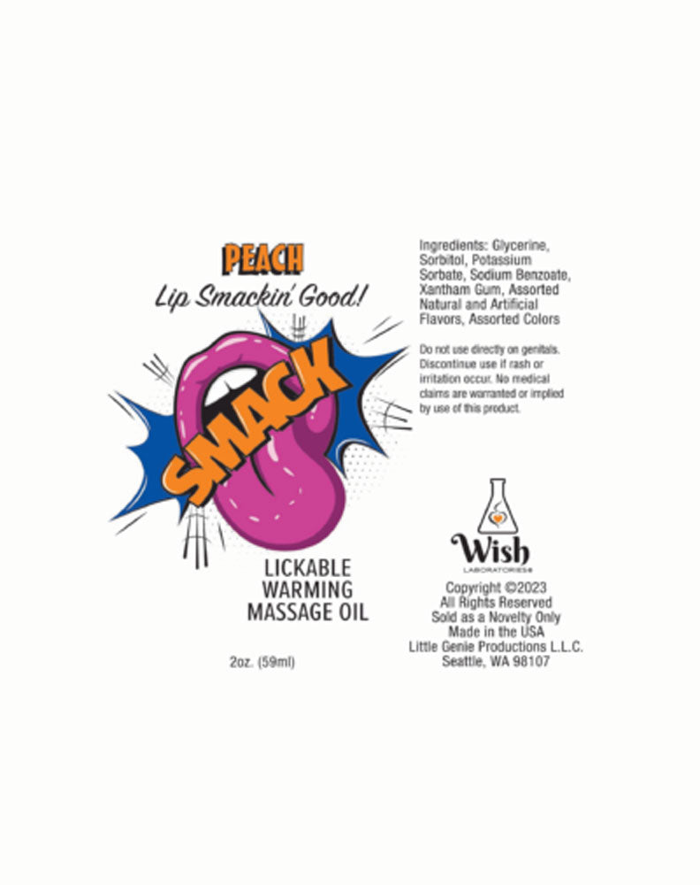 Smack Warming and Lickable Massage Oil - Peach 2  Oz